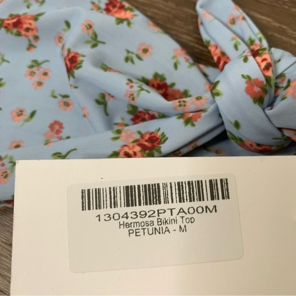 Reformation Womens blue floral Hermosa/ matador petunia bikini set M/L NEW - Picture 2 of 11